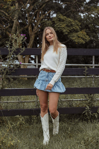 Fomi Denim Bubble Skirt - Medium Denim - L - Image 19